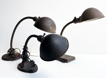 A Trio Of Vintage Metal Desk Lamps