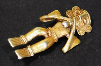 Gold Tone Fine Vintage Ethnographic Figural Brooch