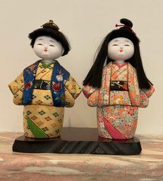 Set Of Two Vintage Japanese Boy And Girl Dolls