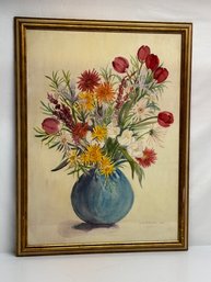 Signed And Inscribed On Back- Isabelle B. Nichols 1964 Floral Watercolor