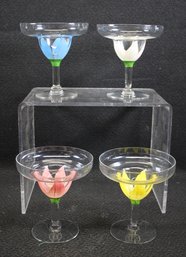 Lovely Set Of Four MCM Hand Painted Tulip Margaretta Glasses - See Description