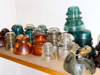 A Large Grouping Of Antique Insulators - Glass, Ceramic And More