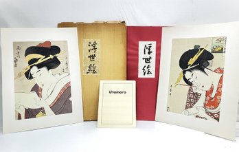 Pair Of Utamaro Kitagawa Ukiyo-e Block Prints