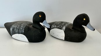 2 Vintage Hand Painted Wood Duck Decoys