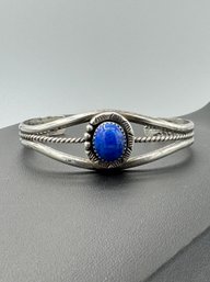 Native American Sterling Silver Blue Lapis Lazuli Split Cuff