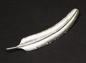 Sterling Silver Vintage Brooch Large Plume Feather Brooch