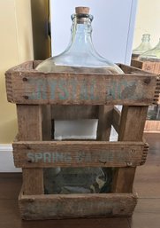 Vintage 15' X 12' Crystal Rock Spring Water Co Blue Lettering Wood Crate With 5 Gallon Water Jug Carboy