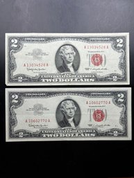 2 Red Seal $2 Bills 1963