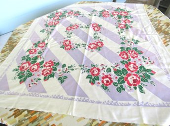 Vintage Roses Signed Tablecloth
