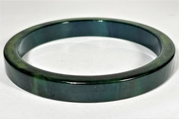 Vintage Bakelite Plastic Marbleized Green Bangle Bracelet