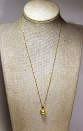 14K Gold Necklace Chain W Pearl Pendant 18' Long