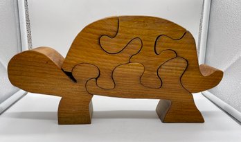 Vintage Wood Turtle Puzzle Sculpture