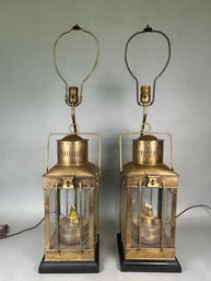 Vintage Brass Brooks Brothers Lantern Lamps