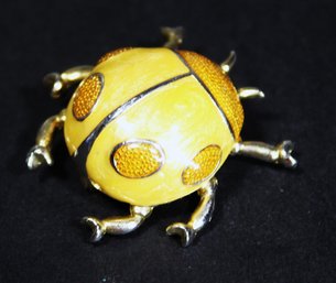 Vintage Gold Tone And Enamel Bug Brooch