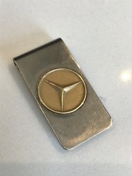 Vintage 14K Gold/ Sterling Silver Mercedes Benz Money Clip 17.68 Grams