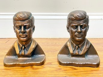 A Pair Of Vintage Bronze JFK Bookends