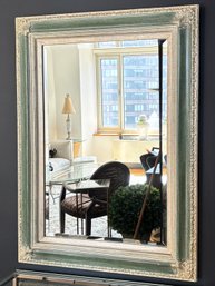 A Fabulous Beveled Mirror In Silver Frame