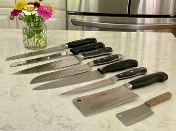 Eight Kitchen Knives Including Henckels, Cuisinart & Wusthof