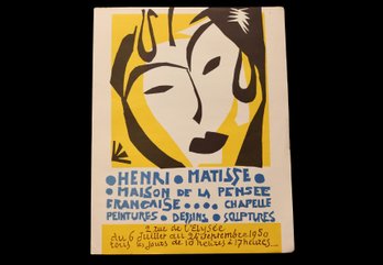 Henri Matisse Maison De La Pensee  Francaise French Poster Museum Prints Society  1955 Midcentury