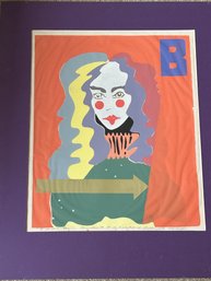 ' B Is For Boy' Matted Abstract Figurative Stenciled Print Signed 1973 4th Of 7th Edition Kathryn M. Phillips