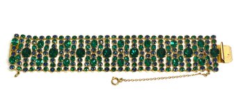 Gorgeous Green And Blue Crystal Vintage Bracelet By Vendome