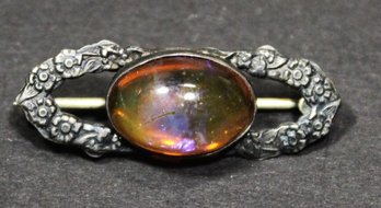 Antique Brooch Pin Sterling Silver Having Jelly Opal STYLE Stone