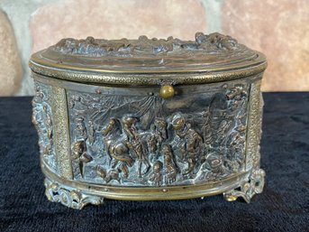 Vintage Brass Jewelry Trinket Dresser Box