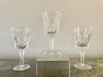 Three Waterford Lismore Claret Glasses
