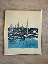 Original Signed Limited Edition Photosilkscreen Titled 'Maine Boats' Signed And Numbered R.  Ehrlich (1938- )