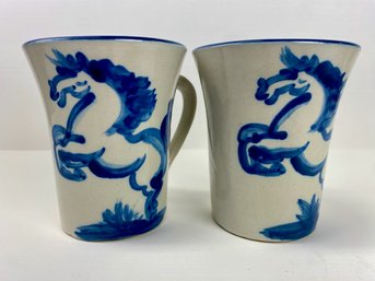 M. A. Hadley Pottery - Horse Coffee Mugs, Signed (2)