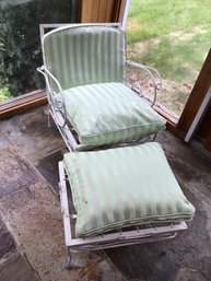 Vintage Custom Upholstery Salertiali Iron Chair And Ottoman