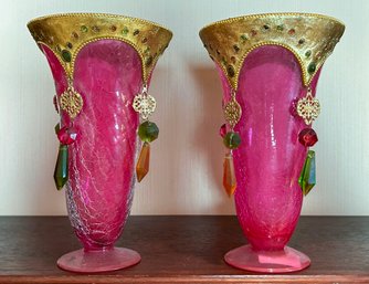 A Pair Of Indian Glass Vases