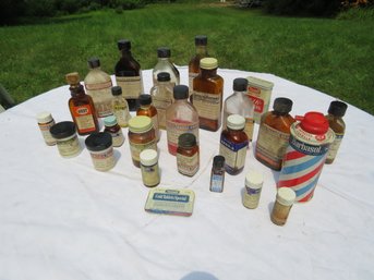 Box Of Vintage Toiletries And Medicine Bottles