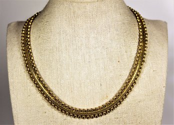 Fine Vintage Gold Tone Choker Necklace Braided Design