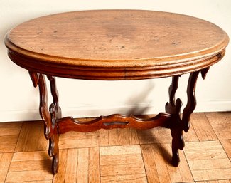 Vintage Victorian Style Solid Wood Oval Side Table