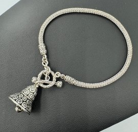 Novica Artisan Handmade Sterling Silver Bracelet Bell Charm