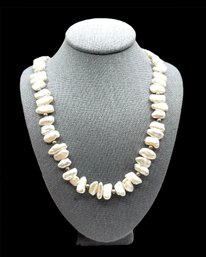 Vintage Sterling Silver White Baroque Pearl Style Necklace