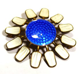 Norway Scandinavian MCM Sterling Silver Enamel Brooch