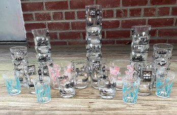 A Large Assortment Of Vintage Painted Glassware