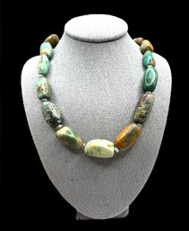 Large Chunky Green And Brown Stone Style Necklace