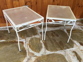 Vintage Iron End Tables With Plexiglas Glass Tops