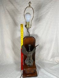Brass Eagle Wood Base Table Lamp 32'