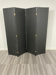 Black Woven Fiber Four-Panel Privacy Room Divider