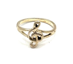 Sterling Silver Treble Clef Music Symbol Ring, Size 2.5