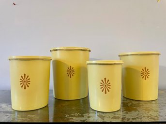 Vintage Tupperware Servalier Harvest Yellow Canister Set With Lids, Set Of Four