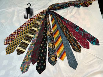 Twelve Ties With Tie Hanger, Includes Pierre Cardin