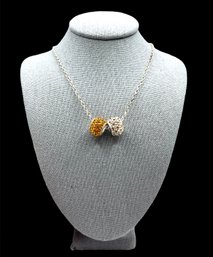Pretty Sterling Silver Sparkle Life Citrine And Clear Sparkle Charms Necklace