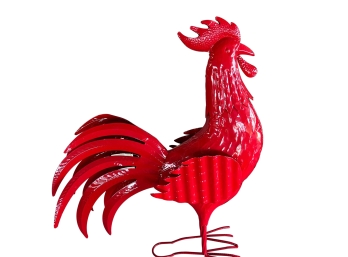 Red Decorative Metal Rooster