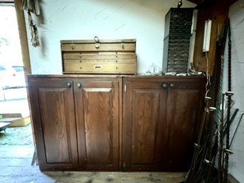 Large Oak Shop Storage Cabinet