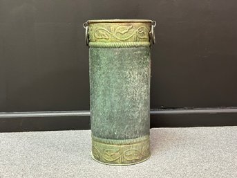 A Vintage Umbrella Stand In Embossed Brass
